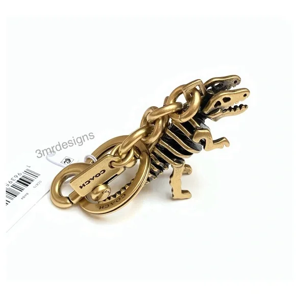 NWT COACH SMALL REXY SKELETON Brass Tone Bag Charm/Keychain - Picture 5 of 7